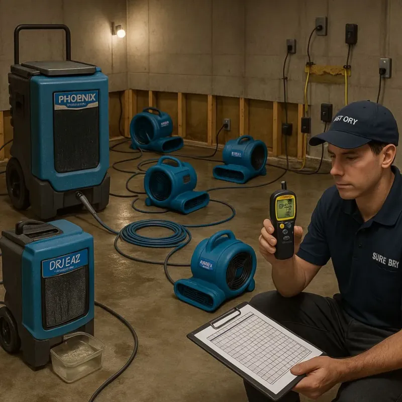 Structural Drying and Dehumidification process in Laurinburg, NC